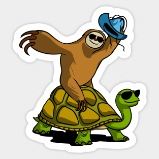 Sloth Riding Turtle Sticker